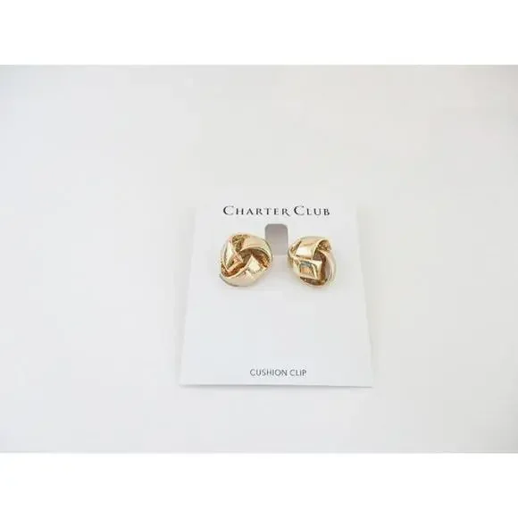 NWT Charter Club Goldtone Love Knot Cushion Clip Earrings - Picture 1 of 1